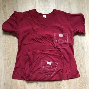 Blue Sky Scrub Set. Drawstring pant with single stitched pocket. Matching top.